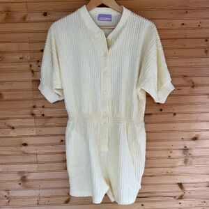 Beth Michaels Romper Terry Buttercream Leisurewear VTG 80s Women's Size Large